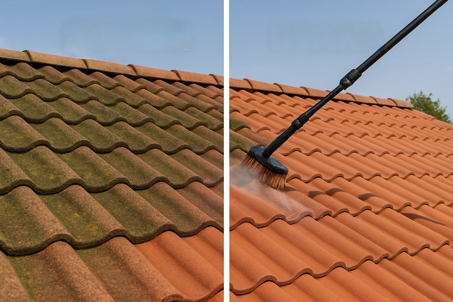 Tető tisztítás előtt és után
